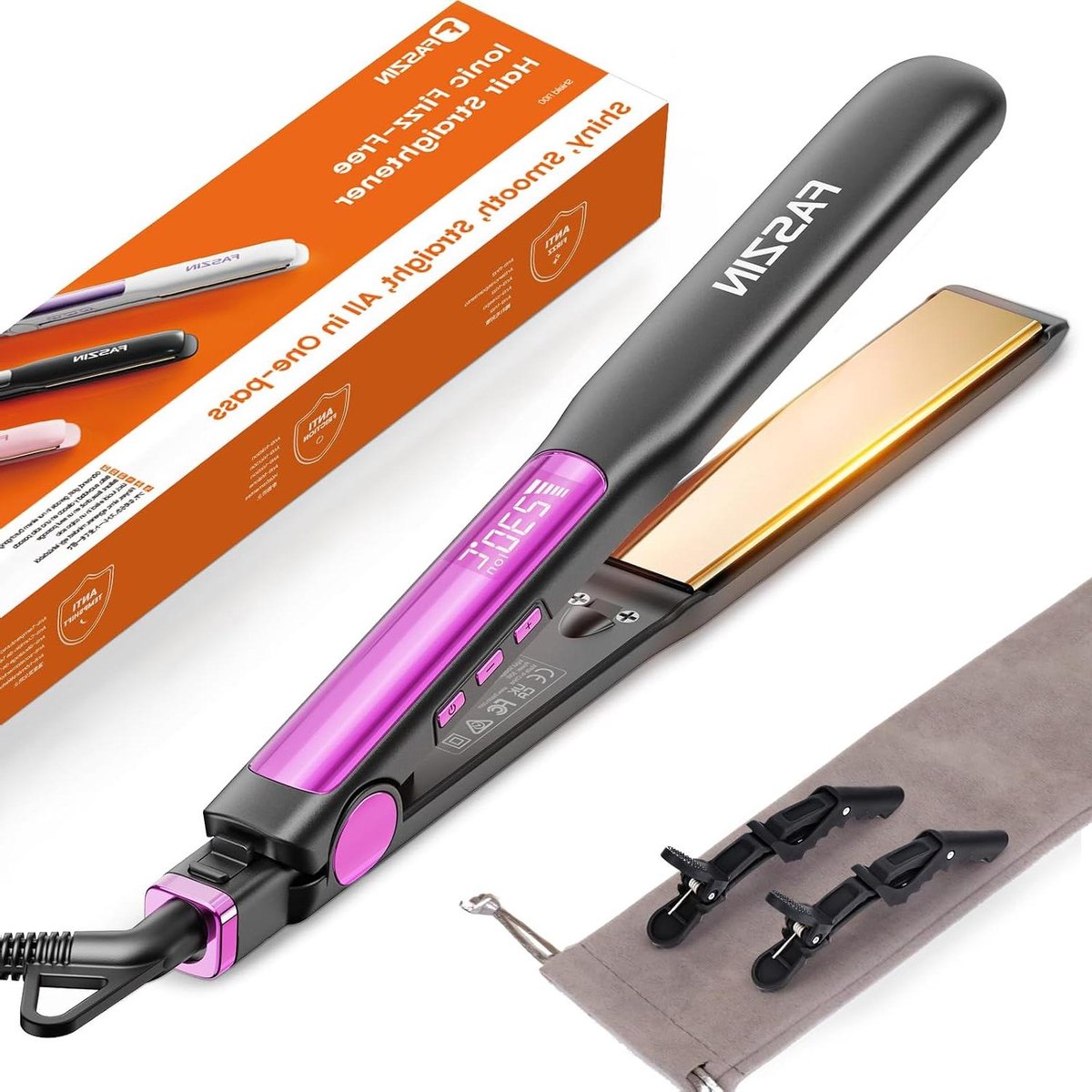 Haar Stijltang - Krultang 2-in-1 - Haar Stylen - Titanium Platen - 30 x 110 mm - Grijs