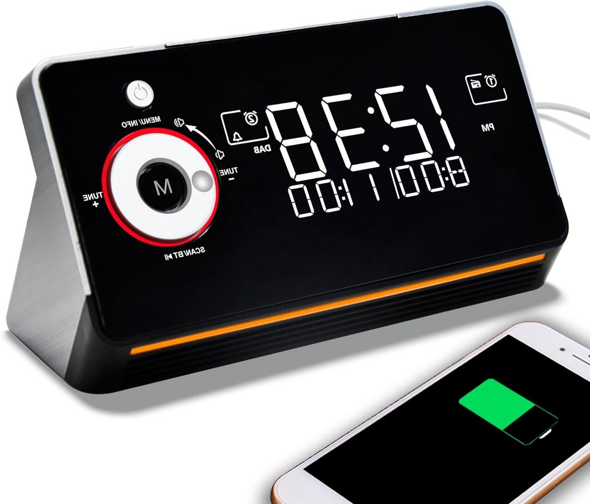 Wekker met radio - Nachtkastje radio - Ontwaken en informeren - Dubbele alarm functie