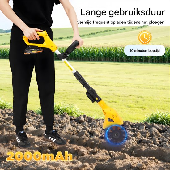 Handmatige Elektrische Kultivator - Verstelbare Lengte, Draadloos, Accu-Aangedreven Met Oplader - Voor Tuinbewerking — afbeelding 4
