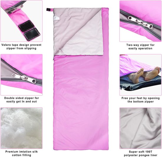 Lichte en Weerbestendige Slaapzak voor Outdoor Camping - 75" L x 30" W - Ideaal voor Kinderen en Volwassenen van Merkloos — afbeelding 4
