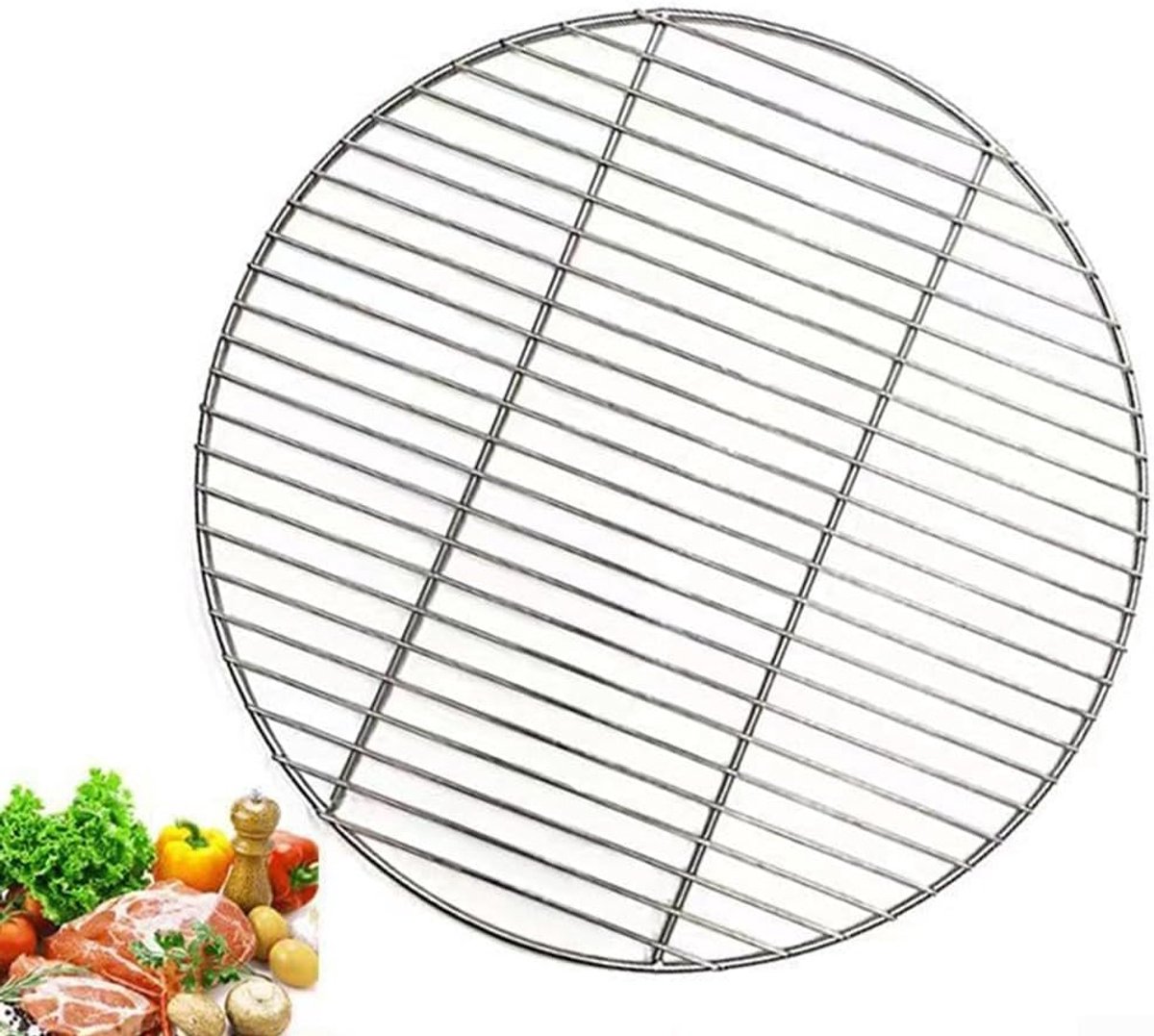 KZQ Rond BBQ Grill Rooster van Roestvrij Staal 40 cm, Heavy Duty Kookrooster voor Buiten Grillen Bakken en Stomen, Geschikt voor Kamperen en Barbecue