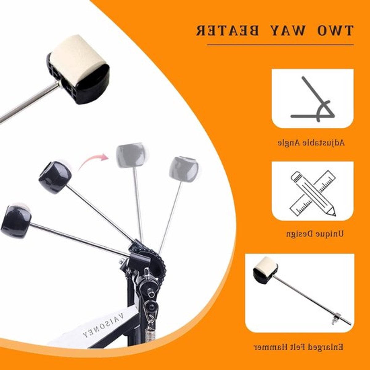 Dubbele Bass Drum Kick Pedal met Dubbele Ketting, Professionele Drumaccessoires voor Muzikanten