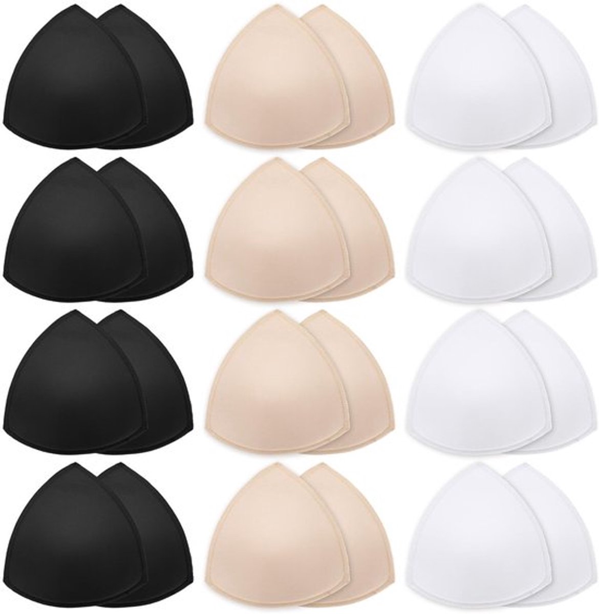BH-inzetjes 12 paar - Herbruikbare push-up pads - Lichtgewicht sport BH pads - Verwijderbare cupjes - Zachte en comfortabele inzetstukken - 13 cm x 12,5 cm