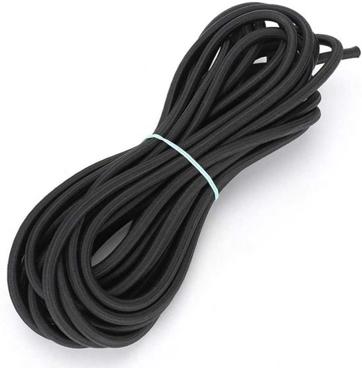 Sterke elastische ronde elastiekkoord 7mm 10m, polyester elastisch koord zwart voor broeksriem, manchetbanden en knoopsluiting