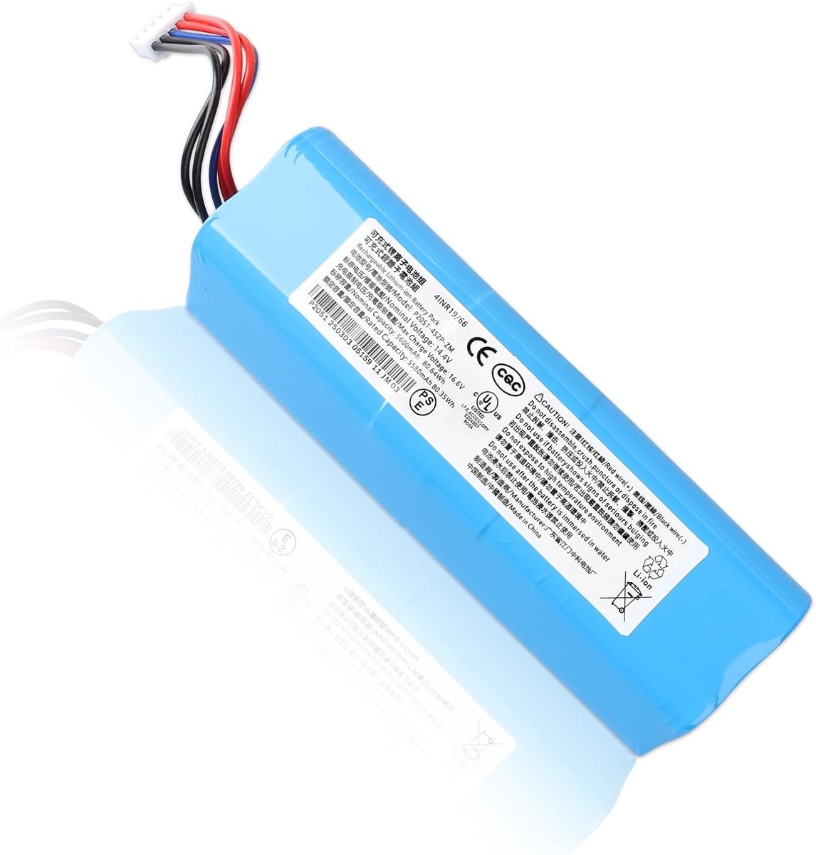 Accu S10-LI-144-5200 compatibel met Ecovacs Deebot T5 T8 T8+ T9 T9+ Deebot Ozmo 950 T10 T9 DX65 DX93 DX96 X1 Omni X1 Turbo X1 Plus DLX11-21/61 XDBB maat 11-11. /21 stofzuiger