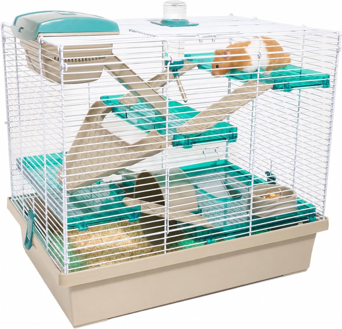 SP® Hamsterkooi - Hamster Kooien - Knaagdierenkooi - Beige/Groen - 36cm x 50cm x 45cm