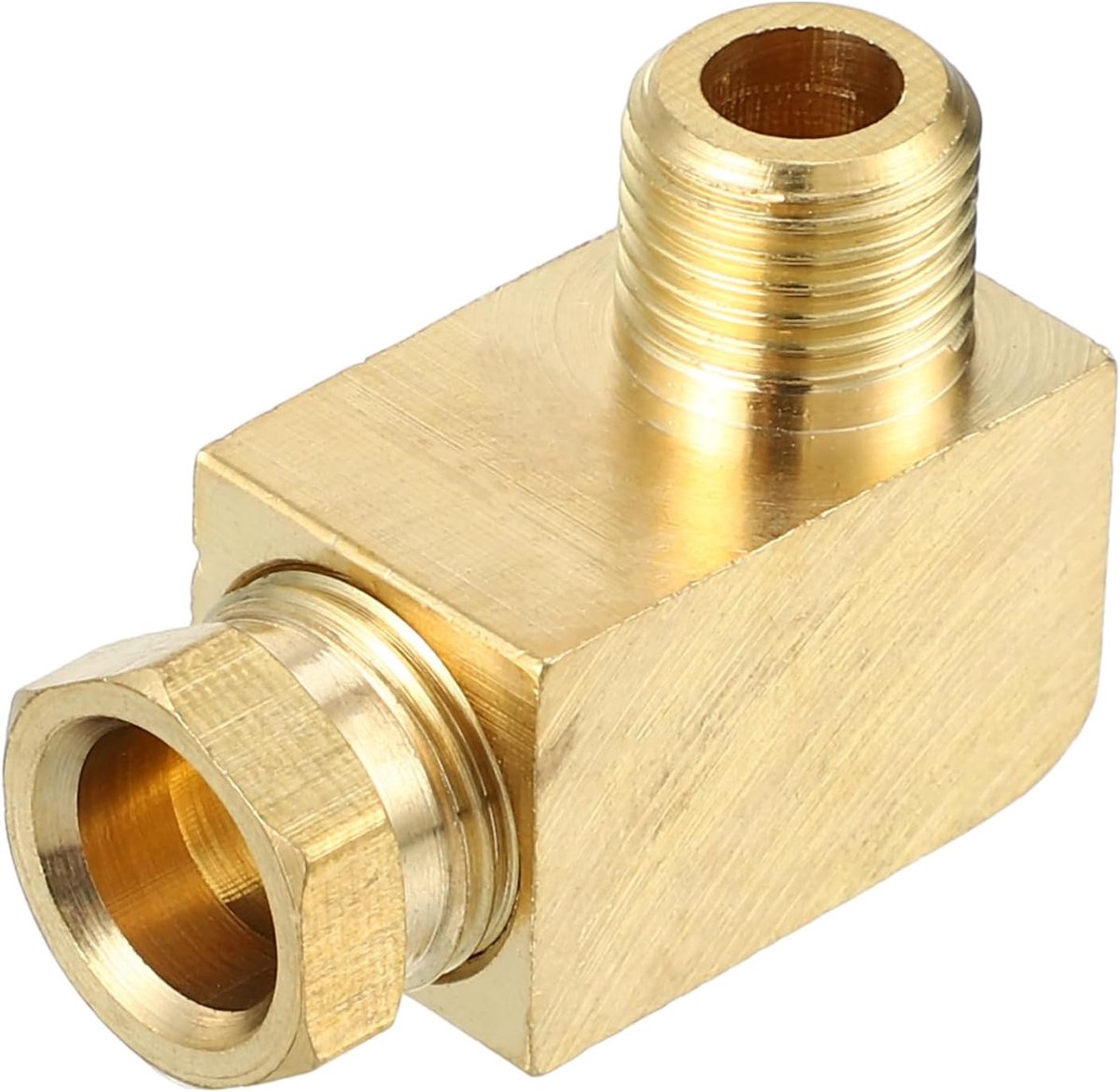 1 stuk M10 x 1 universele hoek 90 graden hoek messing schroefverbinding - auto-aansluitadapter voor 8 mm - messing goudkleurig