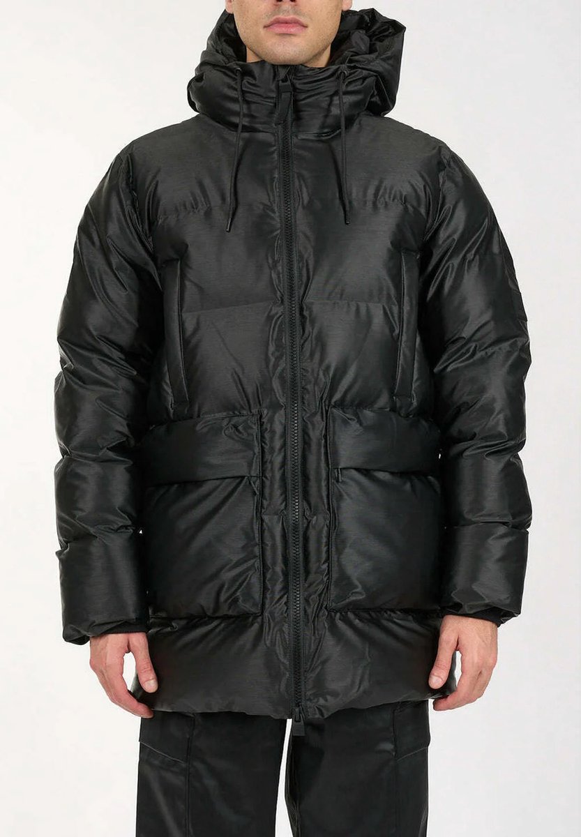 Rains Alta Long Puffer W3T4 - Waterdichte Unisex Winterjas - Black Grain - XL
