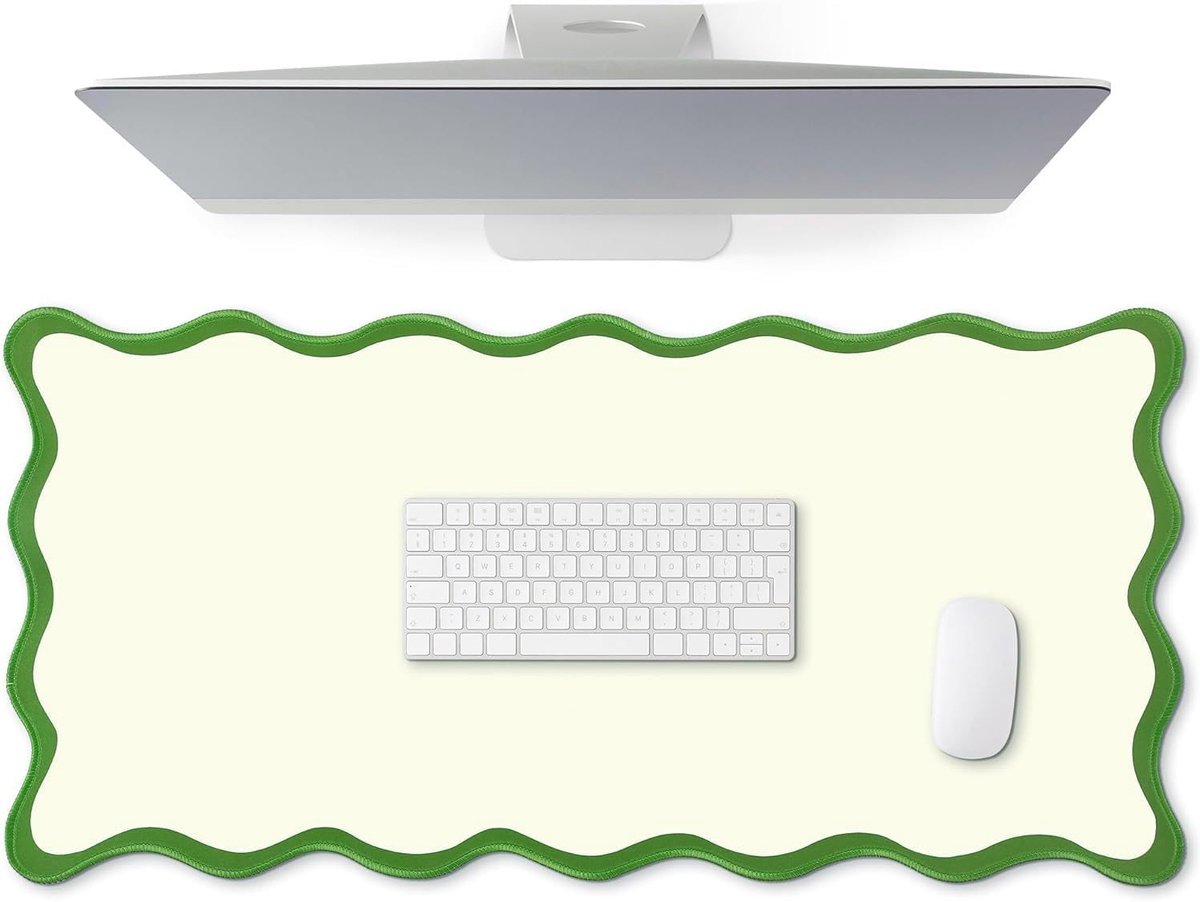 Muismat XXL muismat 800 x 400 mm, grote bureaumat, geschulpte muismat met genaaide randen en antislip rubberen basis voor kantoor, studie, gaming (groen, 800 l x 400 b)