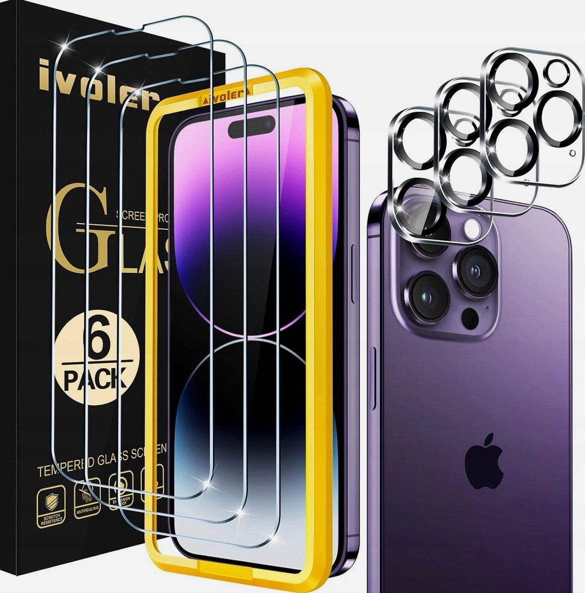 3x Gehard Glas Screenprotector & Camerafolie 6,1 Inch
