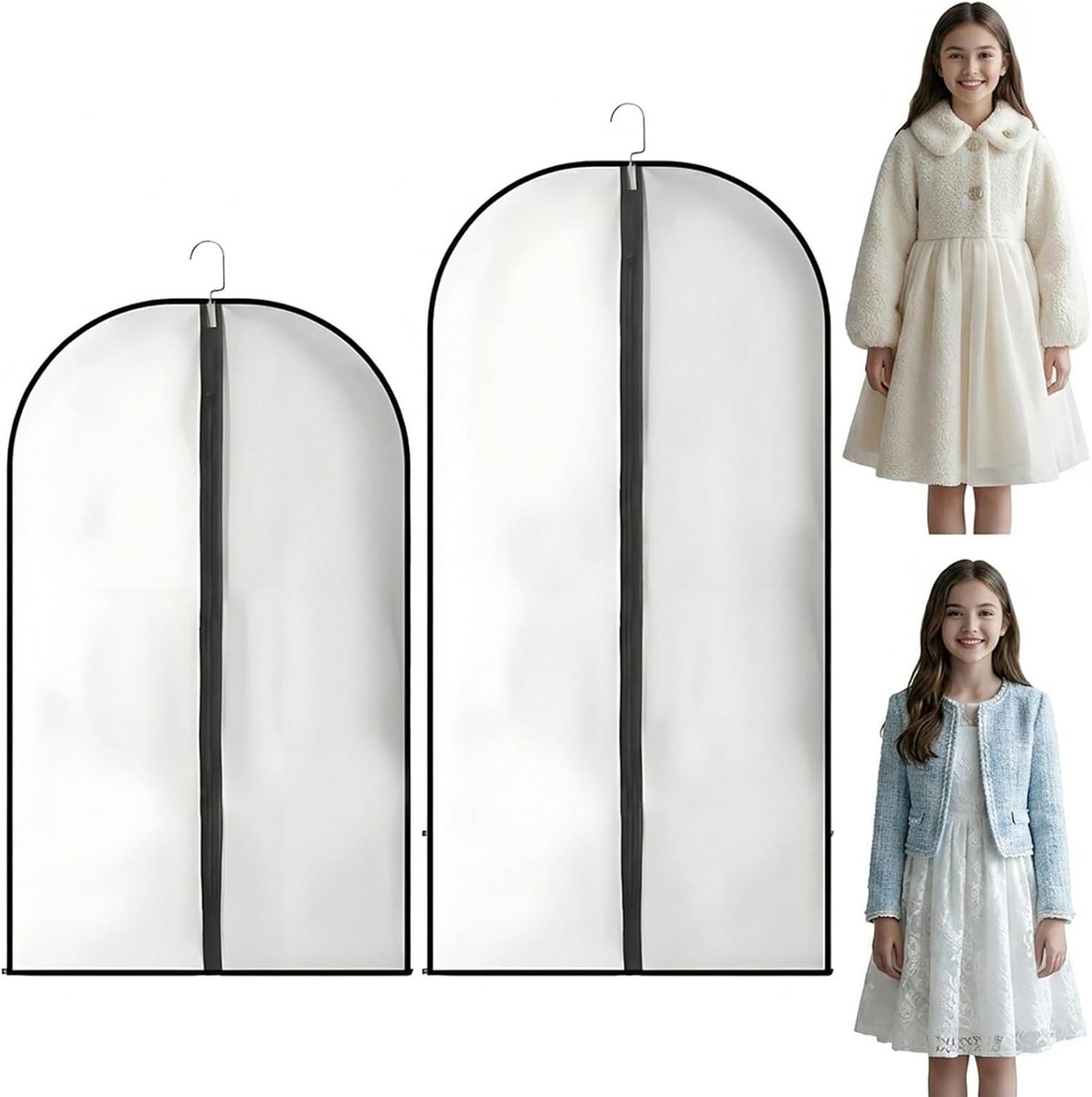 Tas voor meisjes, 2 stuks matte stofdichte kledingzakken lichtgewicht wijd toepassen kleding covers voor rokken dansjassen