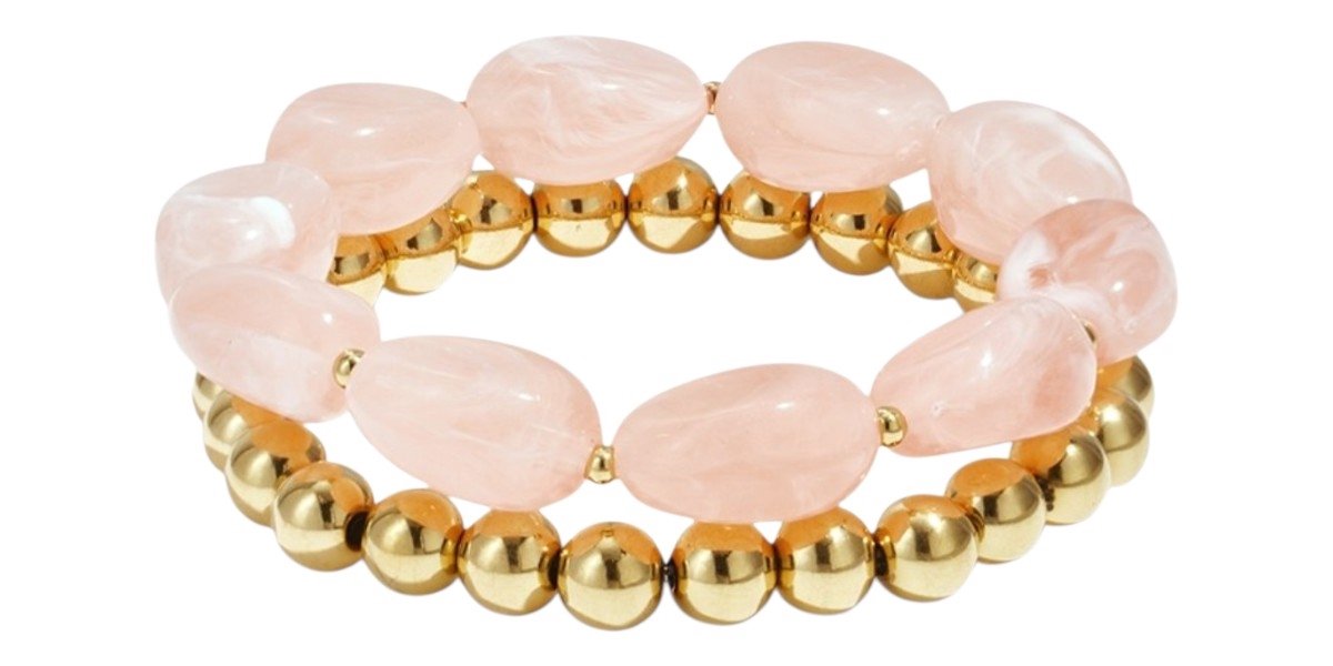 Armbandenset Met Kralen Lichtroze