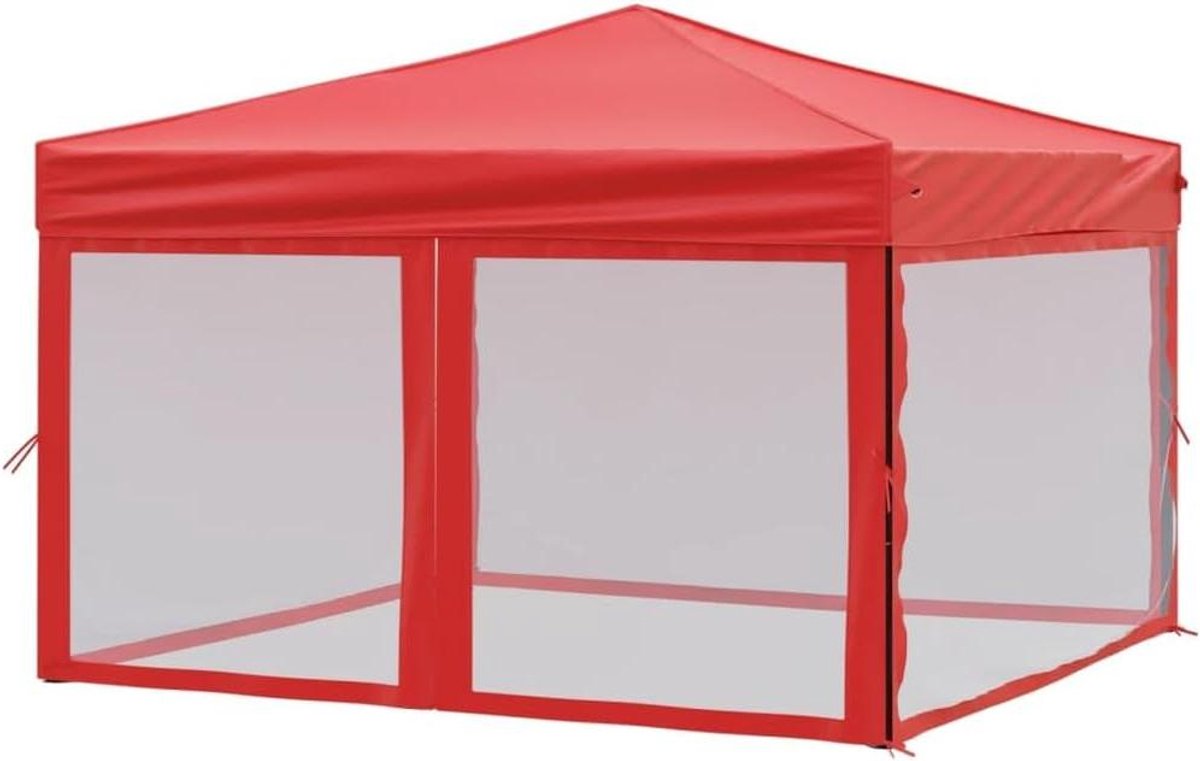 Partytent Inklapbaar - Feesttent Paviljoen - Buitenfeesten Organiseren - Opvouwbaar Ontwerp - 3x3 Meter - Rood