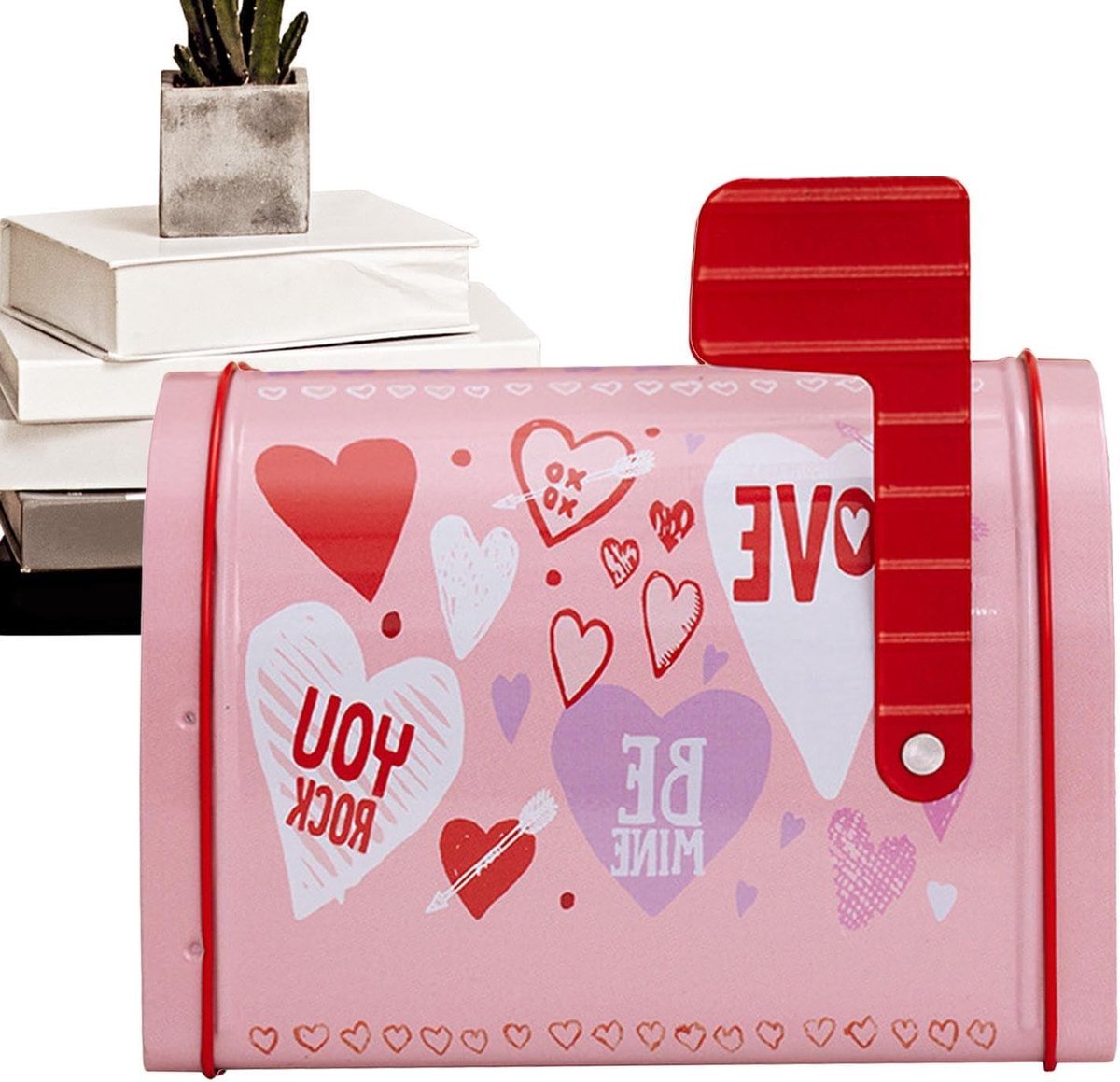 Valentijnsdag brievenbus - Liefdesbox - Romantische momenten - Met display - 13.5 cm - Roze
