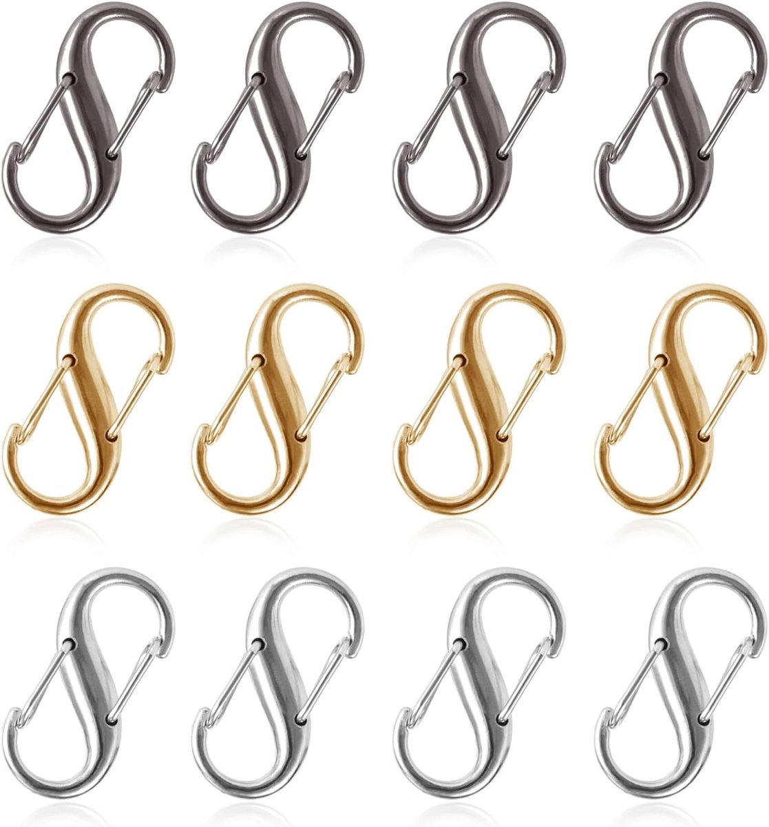 Sluitingen, Dubbele Opening Ritssluiting Clips Anti-Diefstal S-Vormige Karabijnhaak voor Thuis Buitensporten (3 Kleuren)