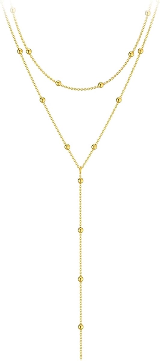 ketting voor dames, Y-design, verstelbare roestvrijstalen ketting, trendy, stapelbare, sierlijke ketting, halsketting, set hanger, halsketting voor vrouwen en meisjes, 50 EU, Roestvrij