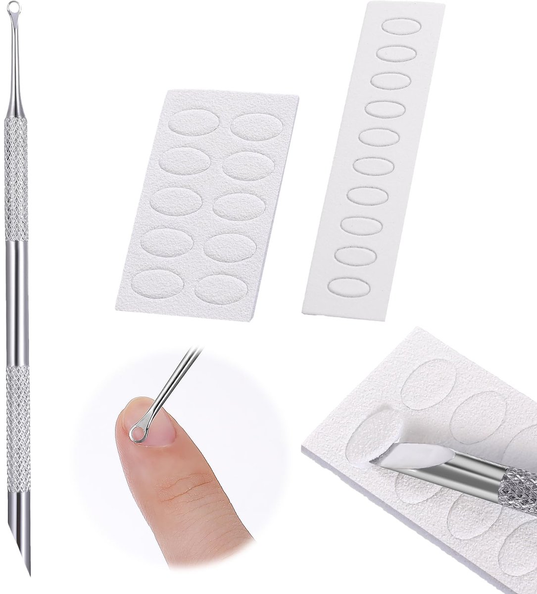 Cuticula Pusher roestvrijstalen Prep Nagelduwers dubbelzijdig dode huid Gel Nagellakverwijderaar Cuticula Snijder Schilreiniger Gereedschap met Schuurschuiven voor Nagelverzorging Kunst