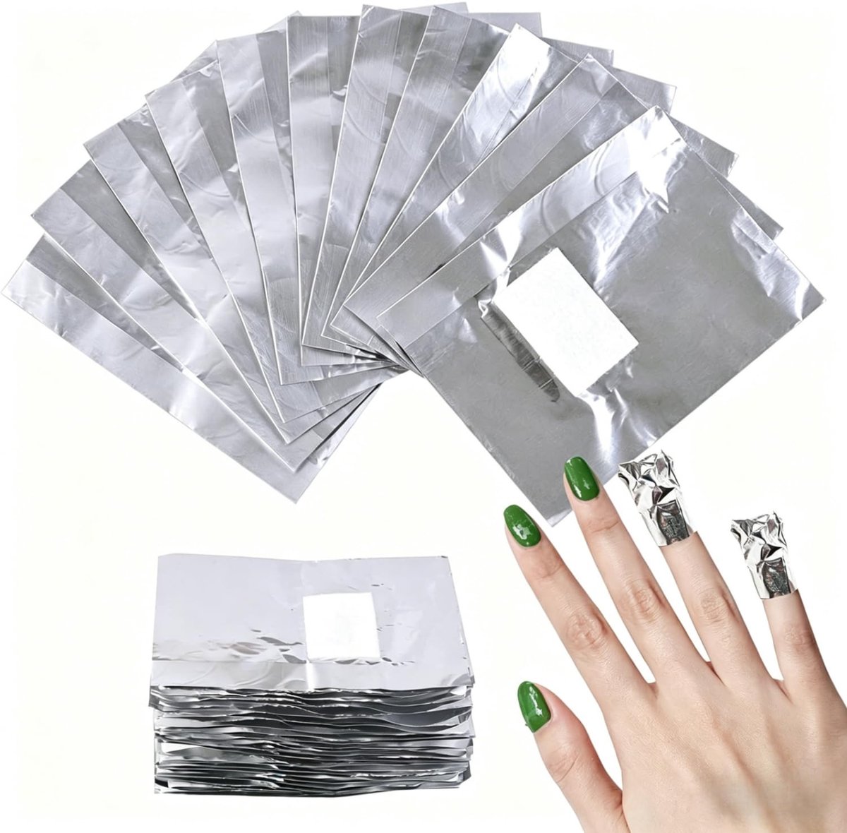 Wraps met pluisvrije wattenschijfjes, folie nagelwraps gel nagelfolie verwijderingswraps met nagelriemduwer snel zacht afweekfolie verwijderen aluminiumfolie voor nail art cleaner