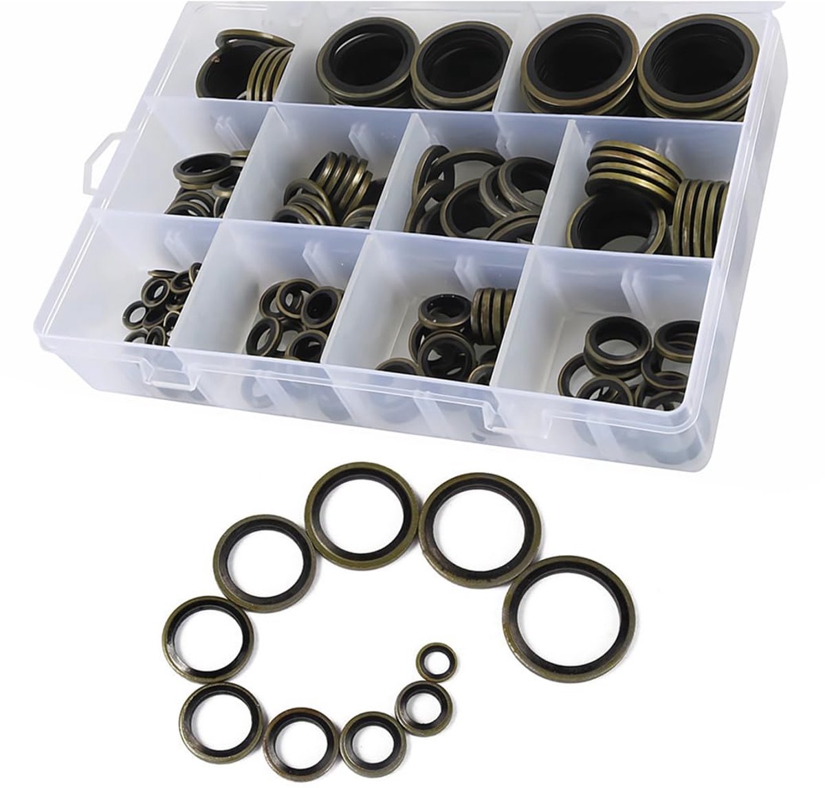 245 stuks sluitringen, verzonken kop-sluitring, bumperschijf, koperen ringen, platte afdichtring, afstandhouder voor auto (zwart)
