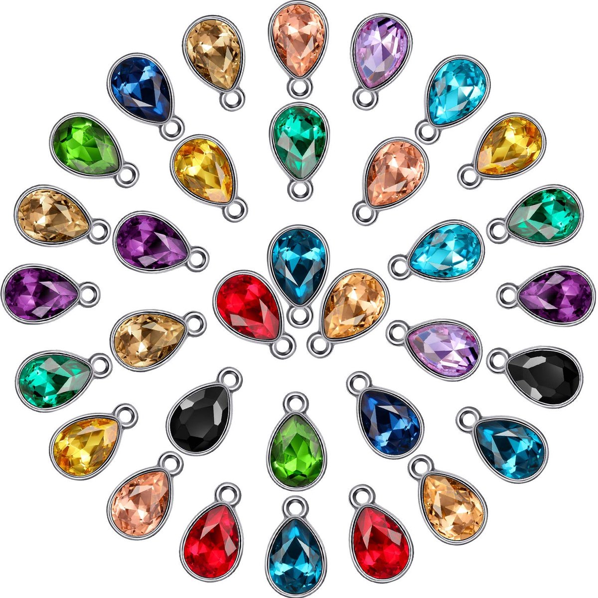 52 Stuks Waterdruppel Kristallen Kralen Hangers Bedels Strass Traan voor Meisjes Vrouwen Doe-Het-Zelf Ketting Sieraden Maken, 7 x 10 mm, 13 Kleuren, Stras