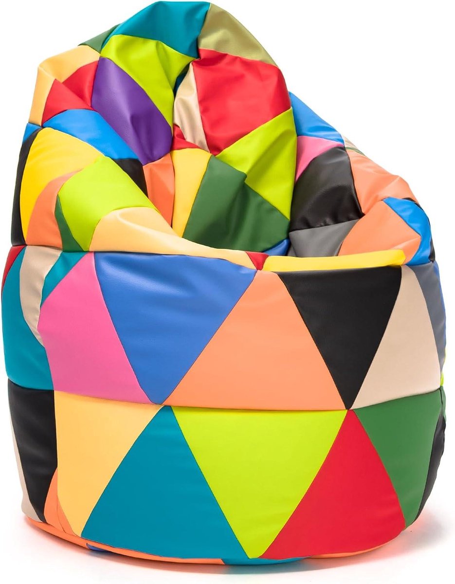 Zitzak XL - Zitkussen - Ontspannen Zitten - Patchwork Design - 85cm Diameter - Kunstleer