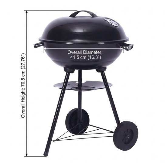 Alora Houtskool Kogelbarbecue - Inclusief 3-delige BBQ-gereedschapset - Met Deksel, Ventilatieregeling, Asopvangplaat & Wielen - Zwart van alora — afbeelding 2