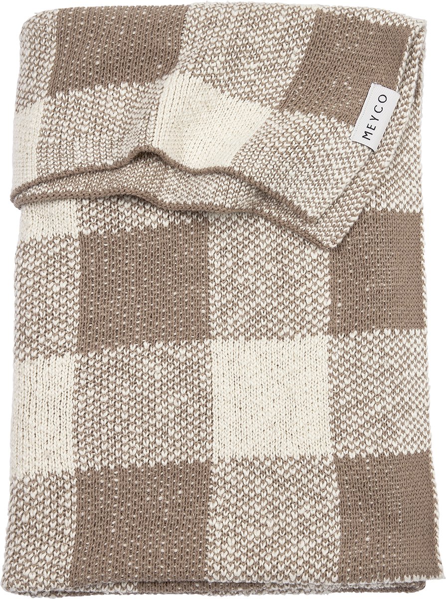 Meyco Baby Block Wiegdeken - Dark Taupe - 75x100cm - 1.0 TOG