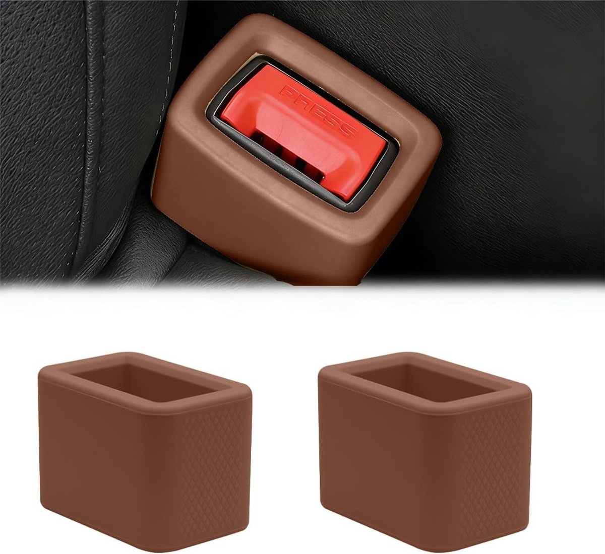 2 stuks autogordelhouder, universele veiligheidsgordel-positionering, veiligheidsgordel, verstelbaar, siliconen gordelslot, auto-veiligheidsgordel-accessoires, gespbescherming (bruin)