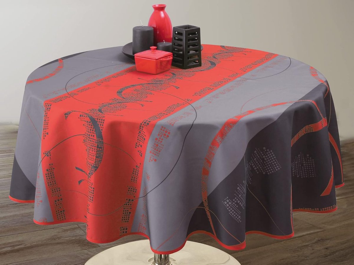 linge de Jules Astrid vlekbestendig tafelkleed, rood, maat: ovaal 150 x 240 cm
