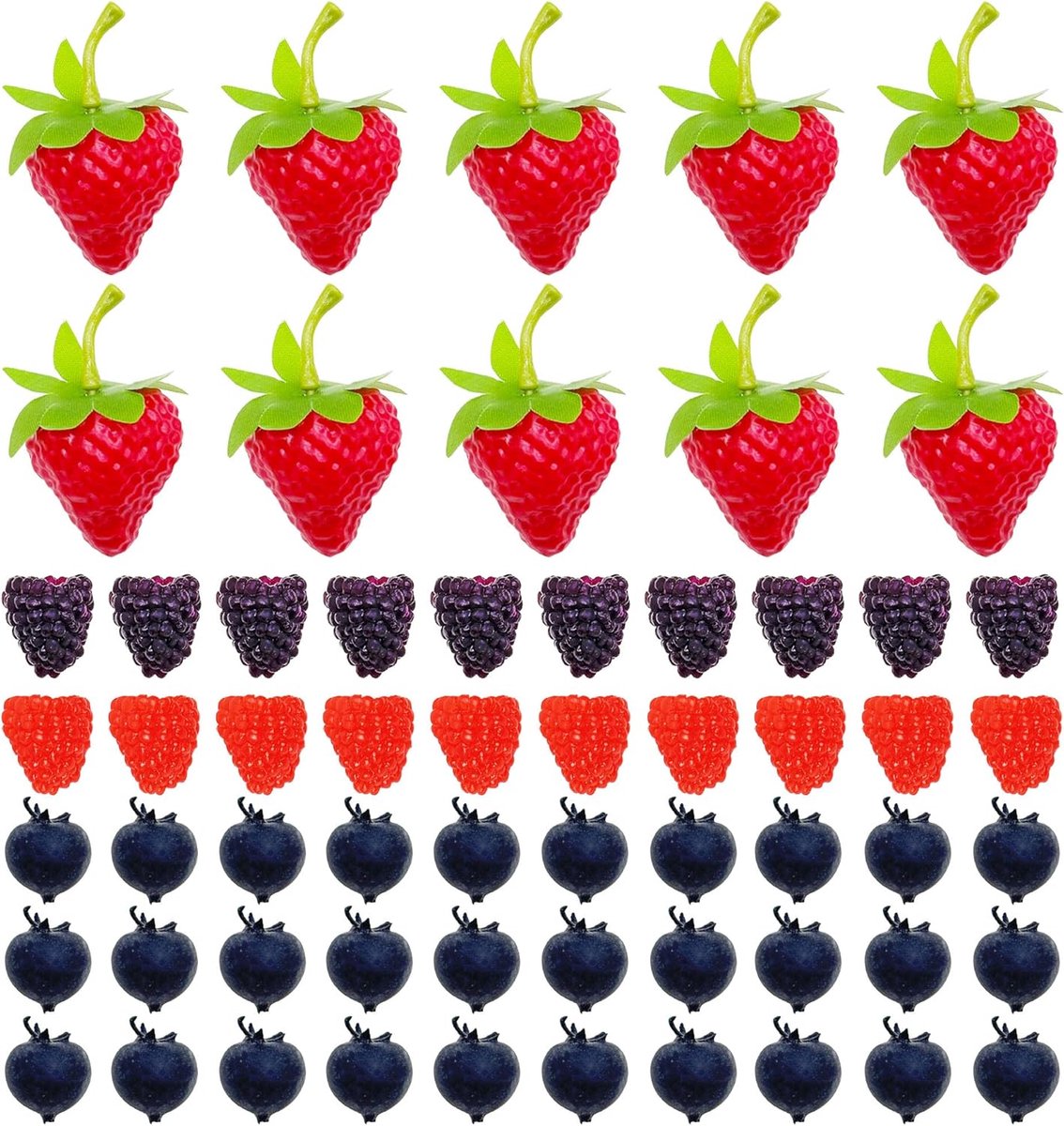 60 ST. Kunstbessen Kunst Blauwe Bessen Kunst Aardbeien Simulatie Kunst Aardbeien voor Feest Decor Thuis Keuken Fotografie Prop
