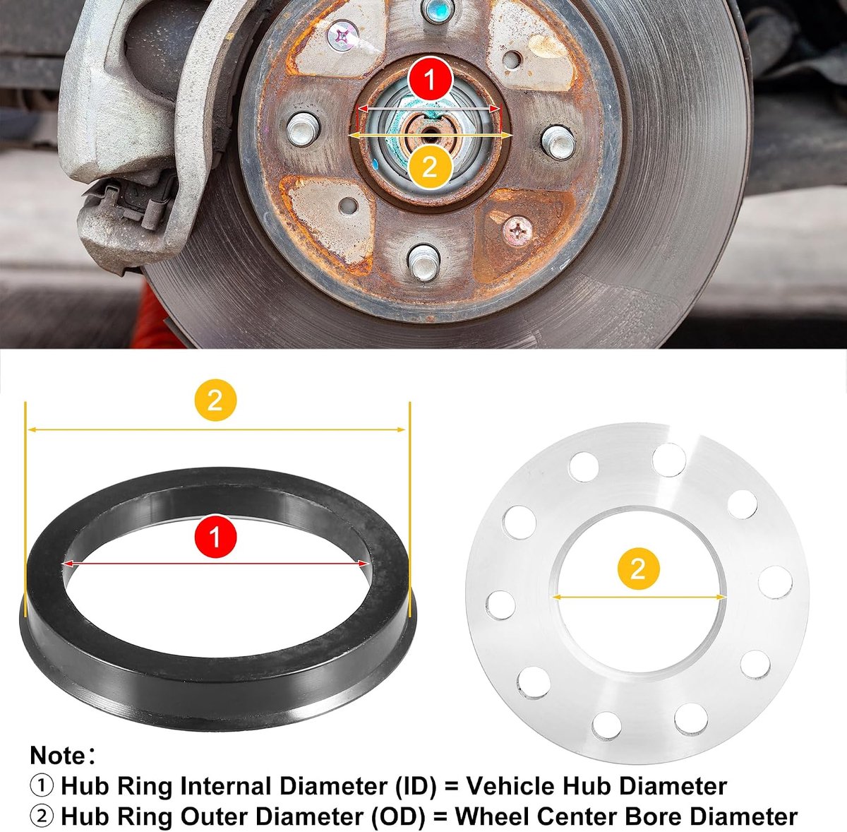 4 stuks 70,1 mm tot 57 mm universele auto knaastrierringen zwart
