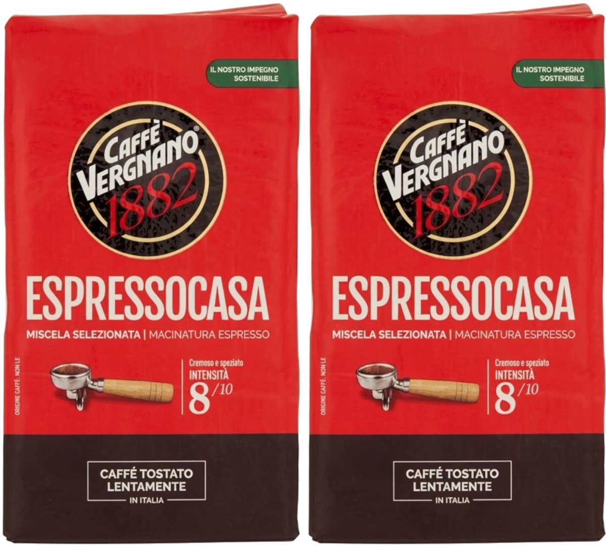 Caffe Vergnano 1882 Espressocasa - Multipack - Gemalen Koffie - 500g (2x250g)