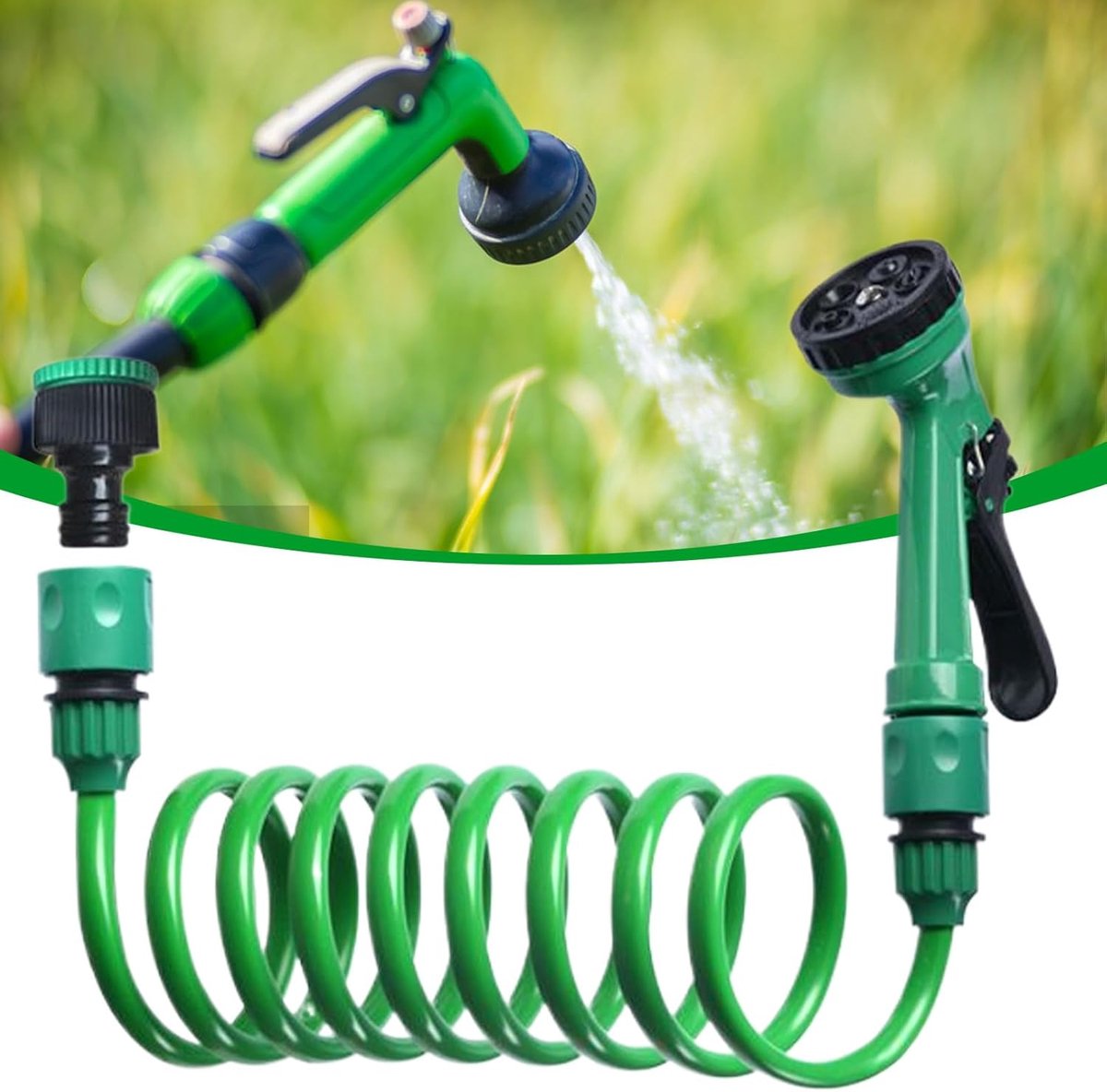 Tuinslang - Flexibele slang - Water geven - Automatisch oprolbaar - 10 meter - Groen – foto 5