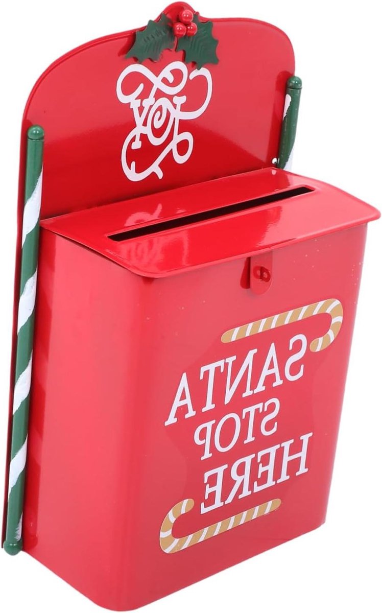 Metalen Brievenbus - Kerstdecoratie Woondecoratie - Vakantieplezier Creëren - Robuust Ijzeren Vakmanschap - 35x22x10 cm - Rood