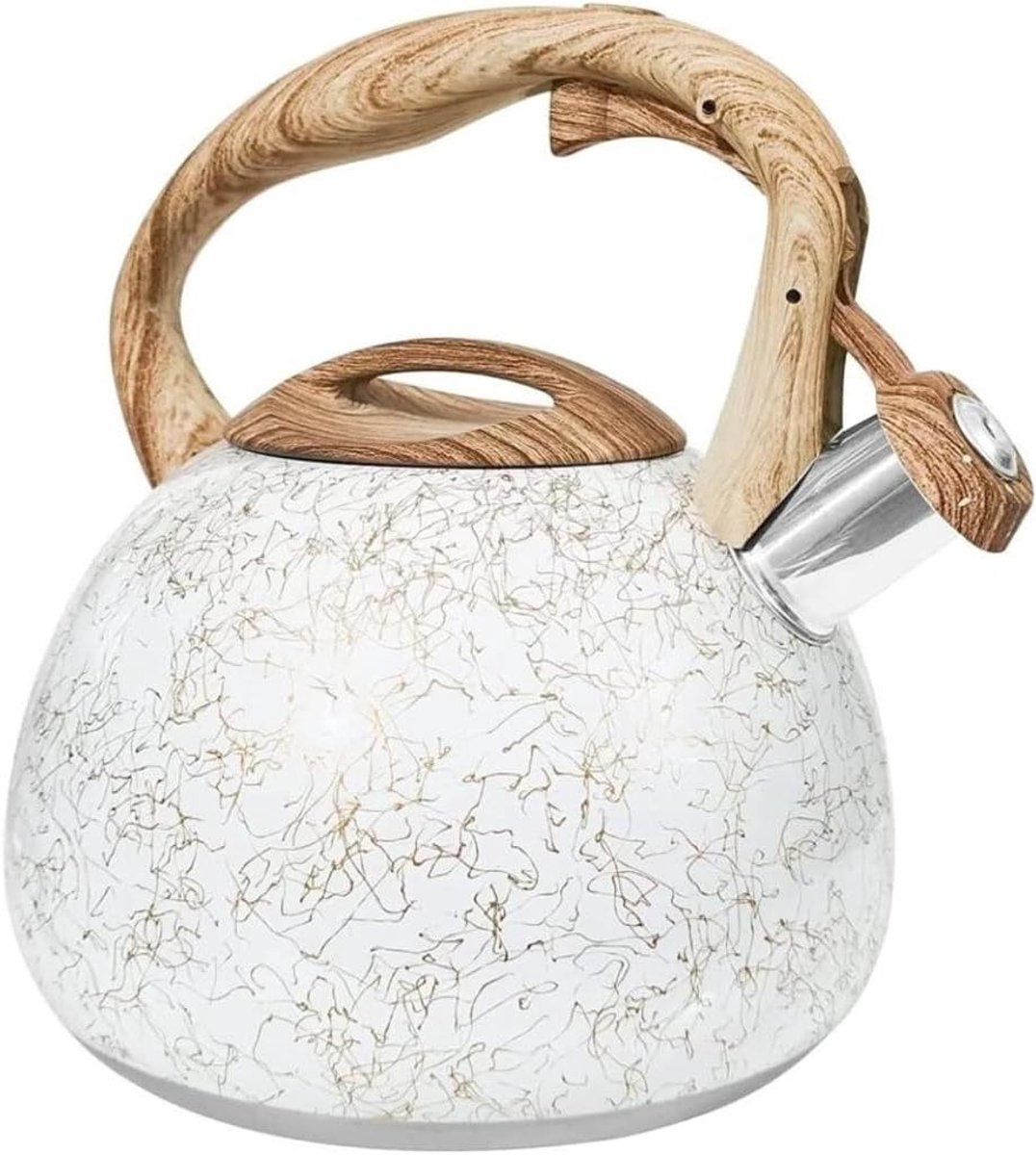 Theeketel Roestvrij Staal - Waterketel Fluitketel - Water Koken - Automatisch Fluiten - 2.8 Liter - Zilver
