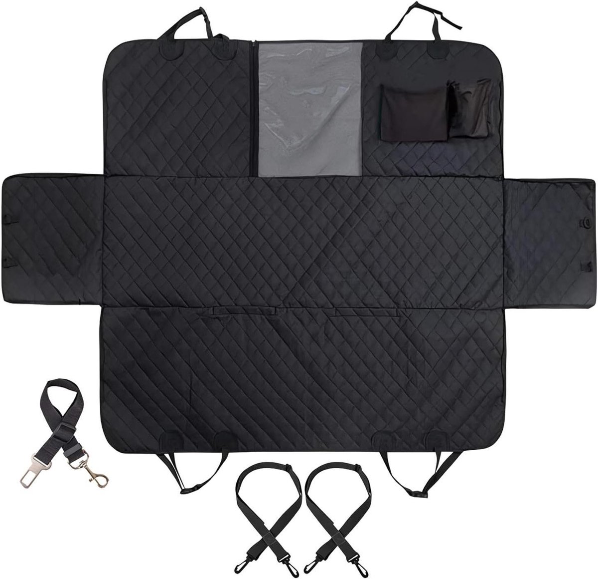Autostoelhoes Honden - Hondenmand Auto - Veilig Reizen - Achterbank Verlenging - 147 cm - Zwart