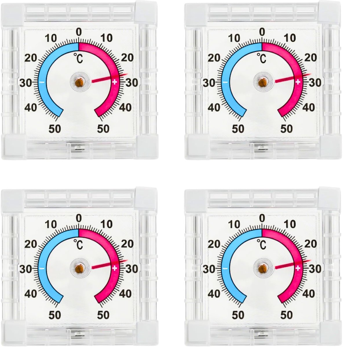 Zelfklevende buitenraamthermometer 7,5 x 7,5 cm - transparant digitaal - weerbestendig - eenvoudig af te lezen - SnelShoppen