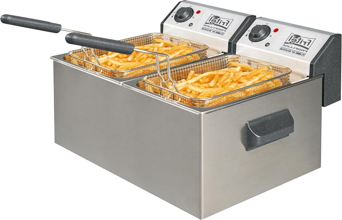 Dubbele Frituurpan - Professionele Frituurketel - Frietjes Bakken - Dubbele Zone - 2 x 5L - Inox