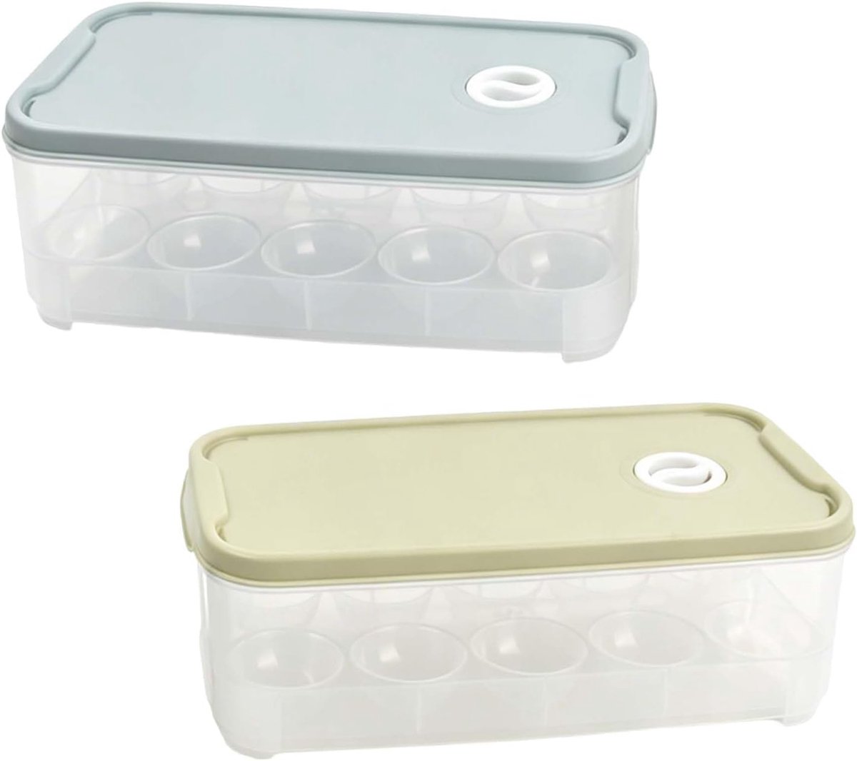 Set van 2 eierdozen voor 10 eieren, eierhouder voor koelkast met deksel, eierdoos, kunststof, stapelbaar, eieropslag, eierdoos, kunststof, eieren, transportbox, eierdoos