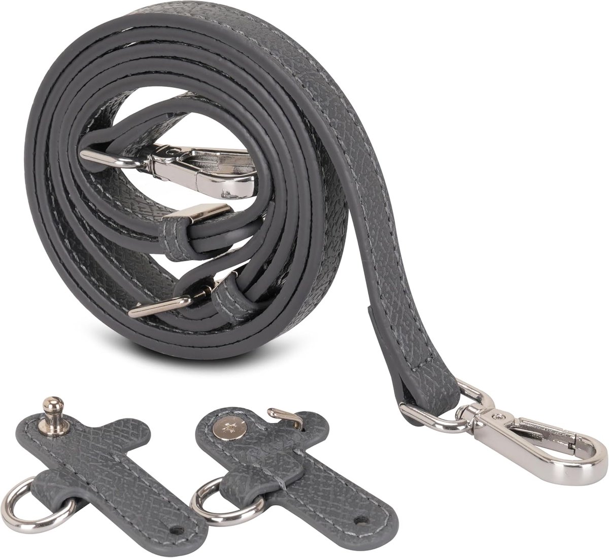 schouderband voor mini handtas, leren geen pons verstelbare gesp ontwerp compatibel voor lange Champ Le Pliage tas en crossbody kleine tas (grijs)