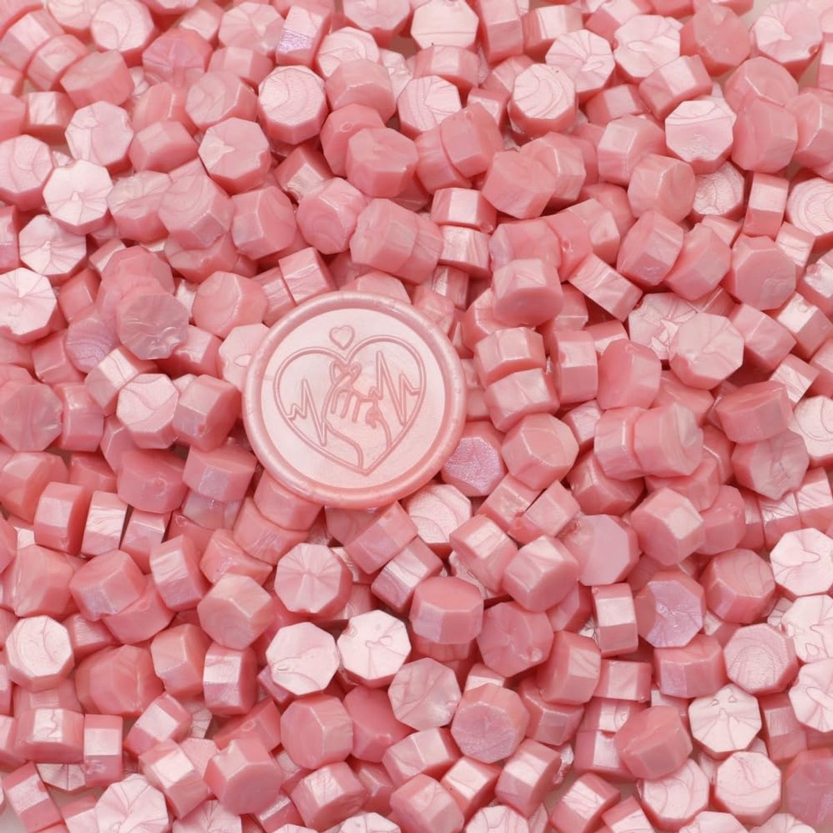 melts WaxSeal-kralen, 300 stuks roze parel wax zegel kralen, navulbare achthoekige waszegelkralen voor waxstempel afdichting, perfect voor huwelijksuitnodigingen, kerstkaarten (parelroze)