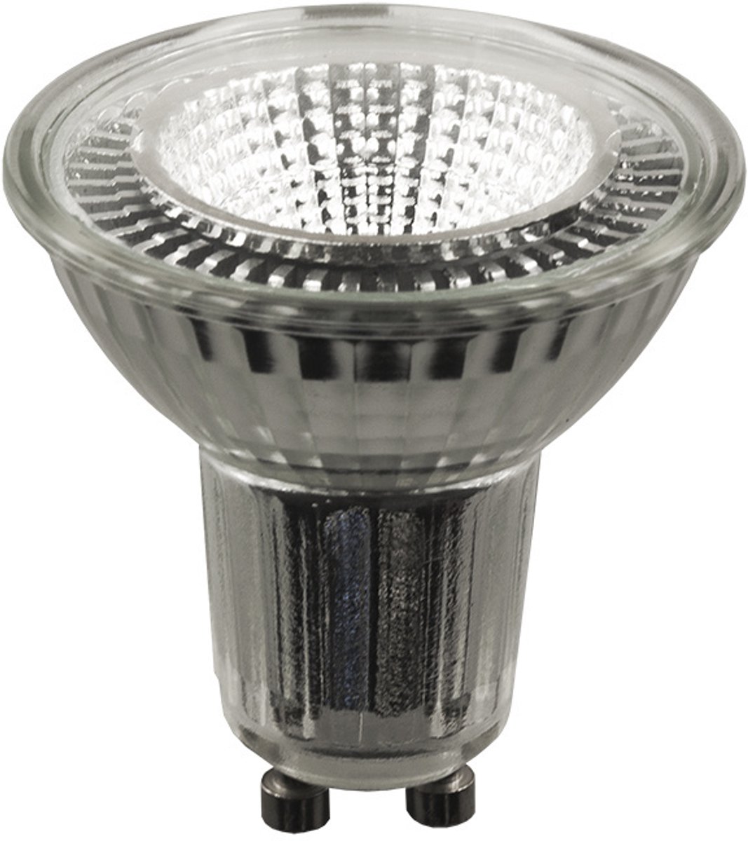 GU10 LED spot, 4,3 watt, 380 lumen, 2700 kelvin warm wit, dimbaar, 38° stralingshoek, glas zilver