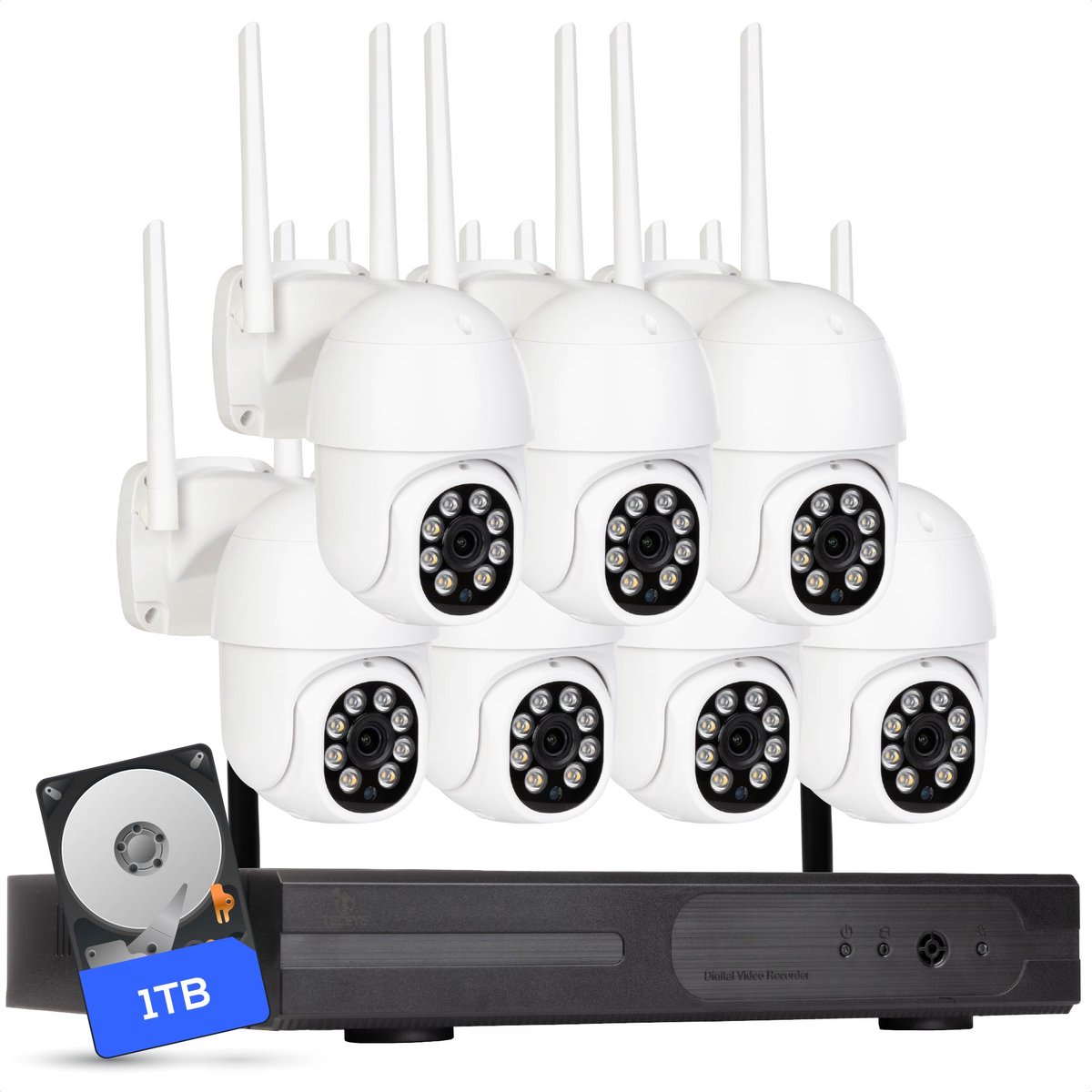 Teceye PTZ Beveiligingscamera Buiten met Recorder - Draadloze Buitencamera - 7 Camera - 1TB Opslag