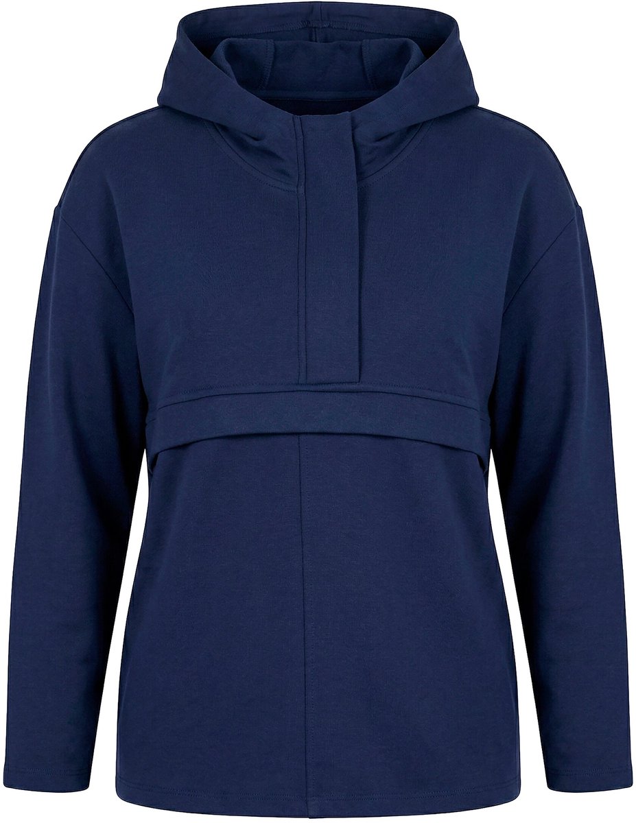 Ulla Popken - Dames - Hoodie ritssluiting capuchon lange mouwen - Marine - Maat 50+