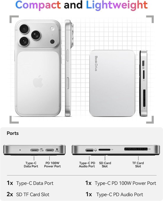 Externe SSD - Snelle Opslag - Data Opslaan - Magnetisch Ontwerp - 1 TB - Zwart — afbeelding 3