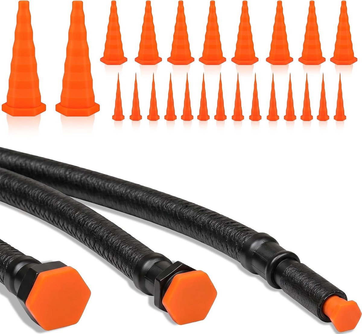 24 stuks conische hydraulische stoppen – 3 maten siliconen rubberen stoppen conisch | Lekpreventie universele siliconen stop voor hydraulische slang, leidingen, irrigatie en olieleidingen