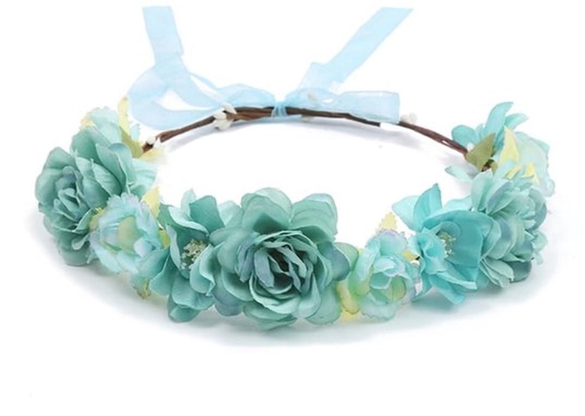 Dailygoods- Bloemenkrans Kunstbloemen - Hoofdband Dames - Haaraccessoires Festival - Verstelbare Band - Meisjes - Handgemaakt van Polyestervezel - Haarband