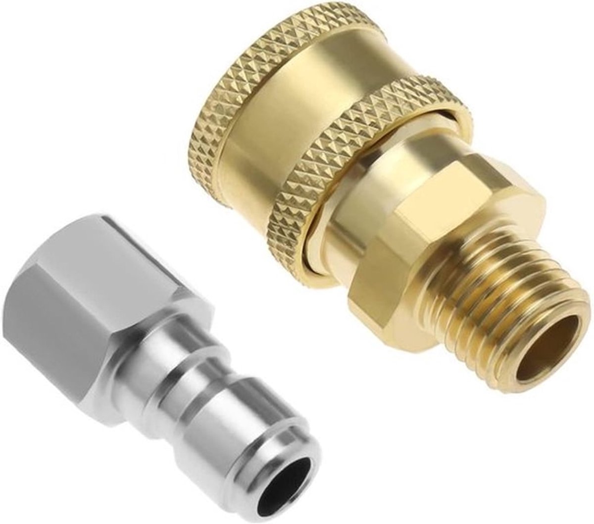Hogedrukreinigerkoppelingen - Snelkoppeling - 1/4 inch - Man - NPT-draad - Fitting - Adapter - Geschikt voor - Hogedrukreiniger - 2 stuks - Zwart