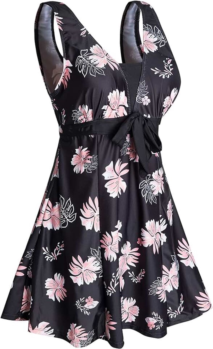 Badpak voor dames, uit 1 stuk, buikcontrole, figuurvormend, grote maat, push-up, gevoerd, elegant