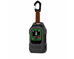 CO Detector – Draagbare Koolmonoxidemelder met Alarm – 3-in-1 Carbon Monoxide Detector, Temperatuur- en Luchtvochtigheidsmeter – COB-zaklamp, Magneet en Karabijnhaak – USB-C Oplaadbaar – Voor Bouw, Camping, Camper en Thuis – Zwart